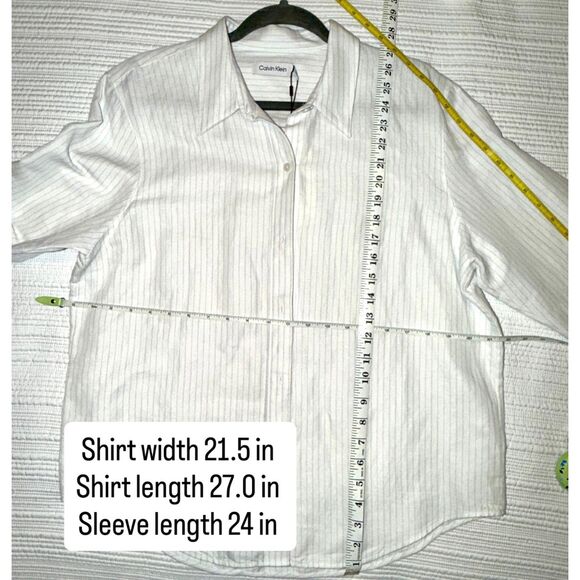 Calvin Klein Women’s Linen Blend Button Down Shirt White Large L NWT - Picture 4 of 6